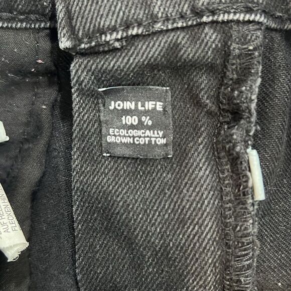 Zara High Rise Washed Black Culotte Jeans Raw Hem Wide Leg Rigid Denim Sz 6 - Picture 6 of 7